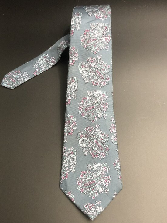 Vintage Christian Dior Silk Tie Made in USA Fabric Woven in Italy Sage Paisley - Picture 4 of 7
